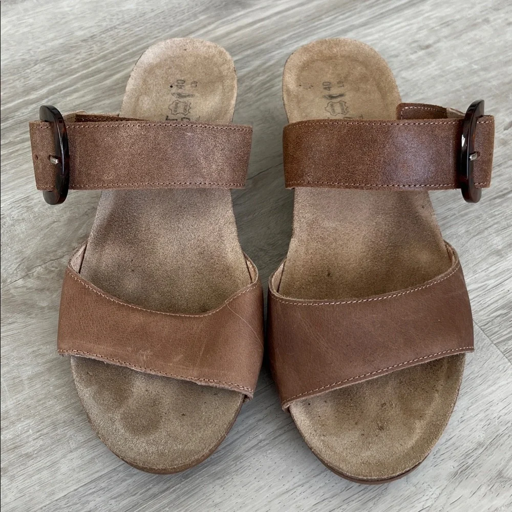 Naot Kingdom Wedge Sandal Shoes Nubuck Leather Metallic Comfort Support Women 40